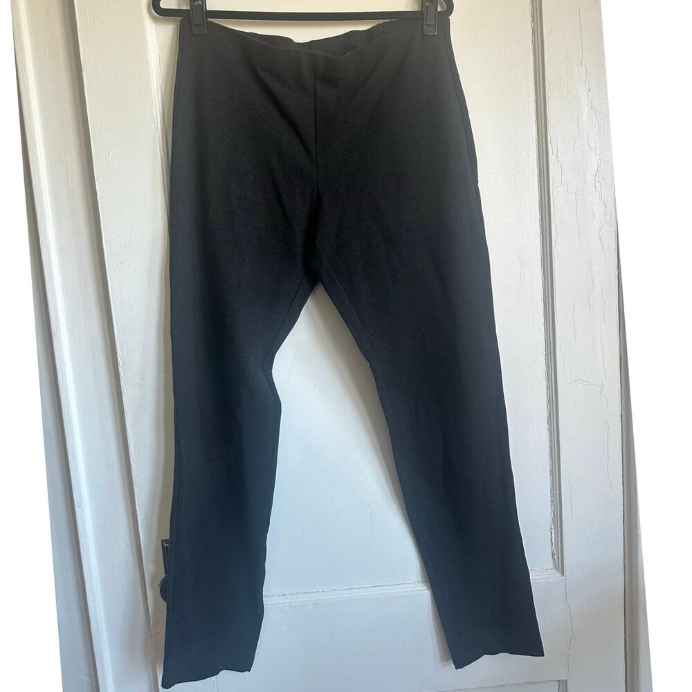 Eileen Fisher Slim Pull On Pants Large Black Stretch Ankle